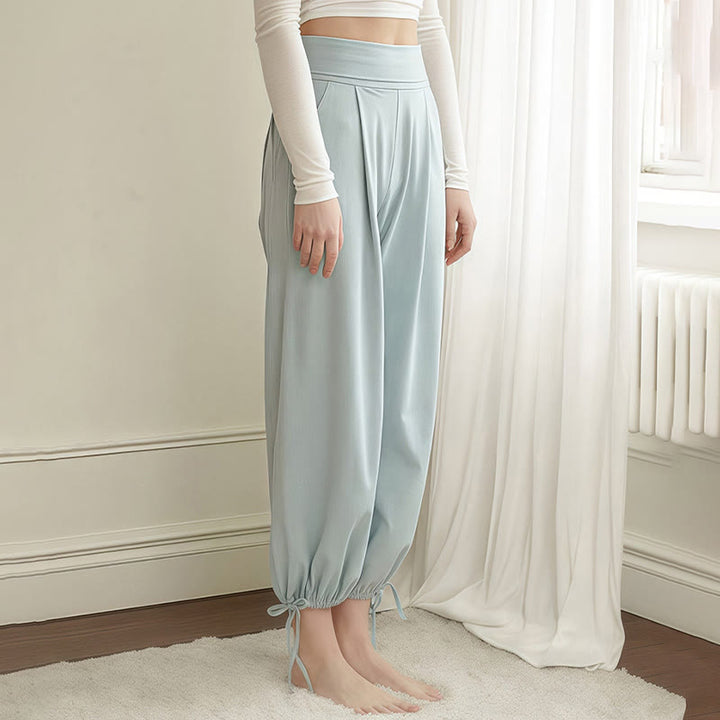 Buddha Stones Casual Plain Drawstring Hems Women's Leica Pants With Pockets - image 1