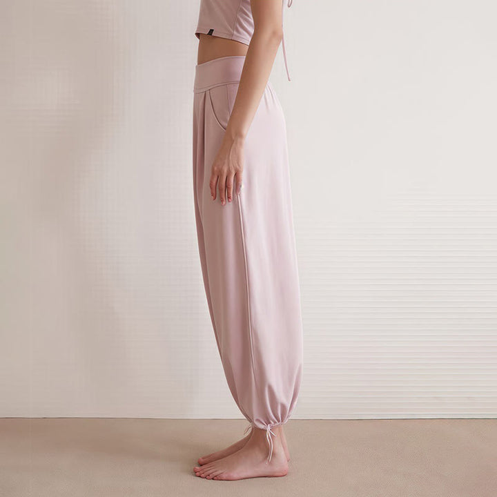 Buddha Stones Casual Plain Drawstring Hems Women's Leica Pants With Pockets - image 12