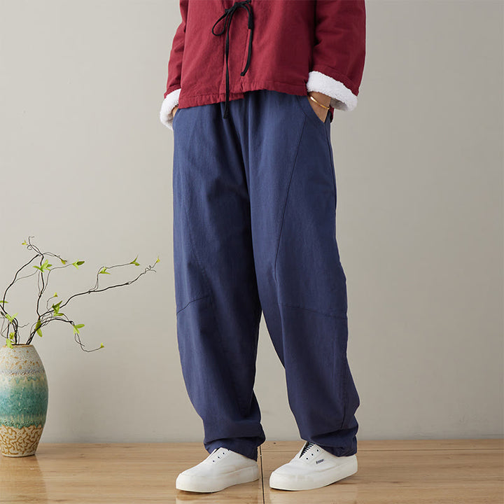 Buddha Stones Casual Plain Loose Women's Cotton Pants With Pockets - image 2