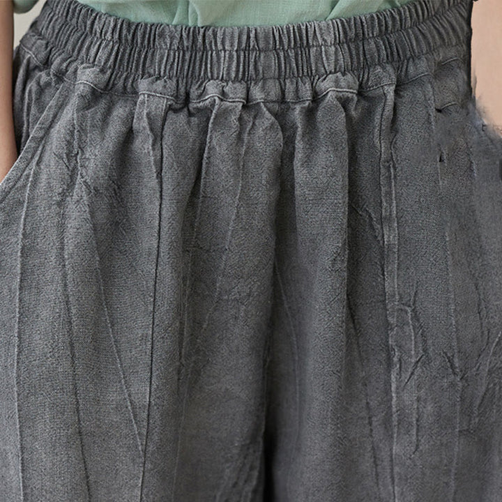 Buddha Stones Casual Plain Loose Tie-Dye Distressed Women's Ramie Pants With Pockets - image 10