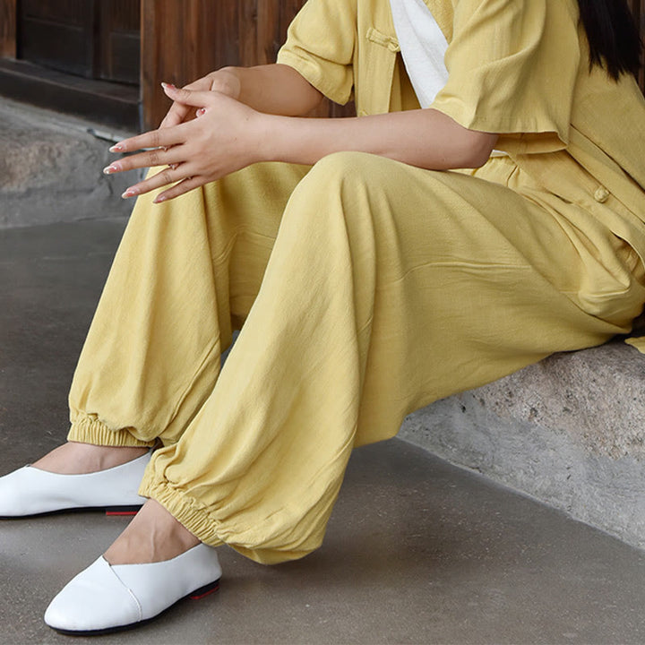 Buddha Stones Casual Plain Loose Women's Linen Pants With Pockets - image 23