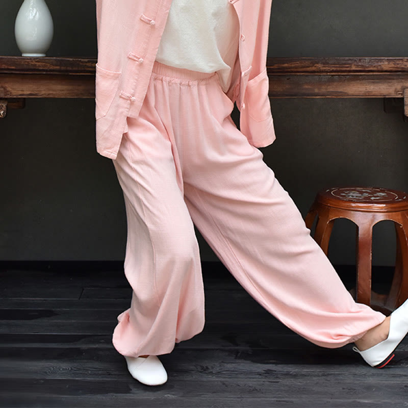 Buddha Stones Casual Plain Loose Women's Linen Pants With Pockets - image 30
