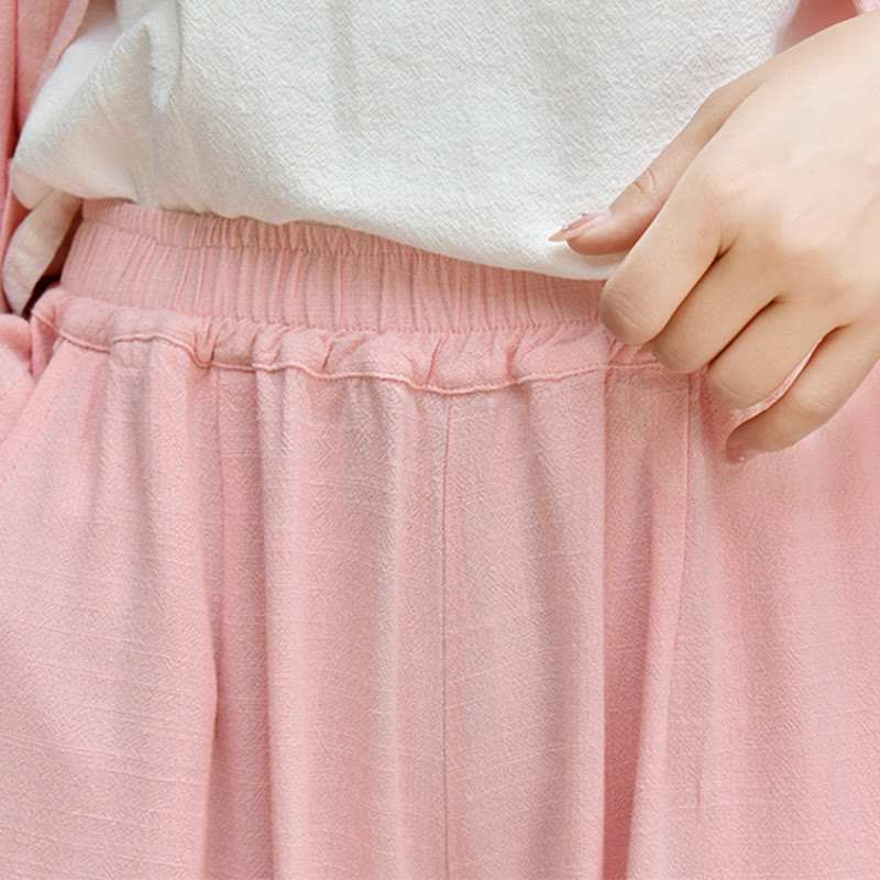 Buddha Stones Casual Plain Loose Women's Linen Pants With Pockets - image 32