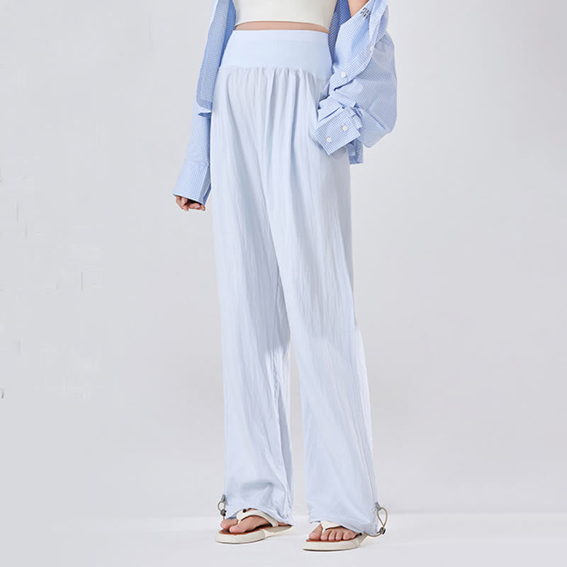 Buddha Stones Casual Plain Loose High elastic belly support Women's Viscose Wide Leg Pants With Pockets - image 7
