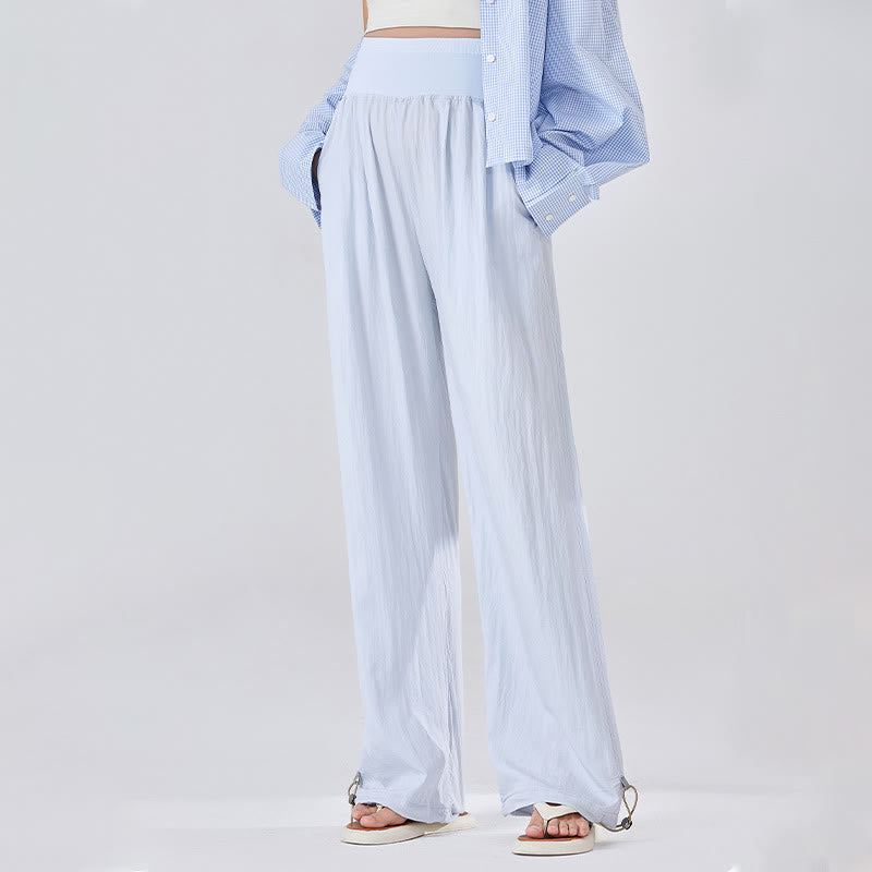 Buddha Stones Casual Plain Loose High elastic belly support Women's Viscose Wide Leg Pants With Pockets - image 6