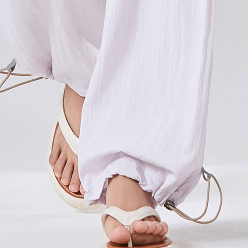 Buddha Stones Casual Plain Loose High elastic belly support Women's Viscose Wide Leg Pants With Pockets - image 11