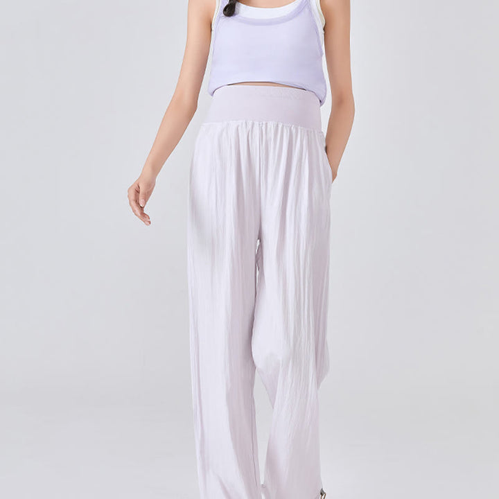 Buddha Stones Casual Plain Loose High elastic belly support Women's Viscose Wide Leg Pants With Pockets - image 10