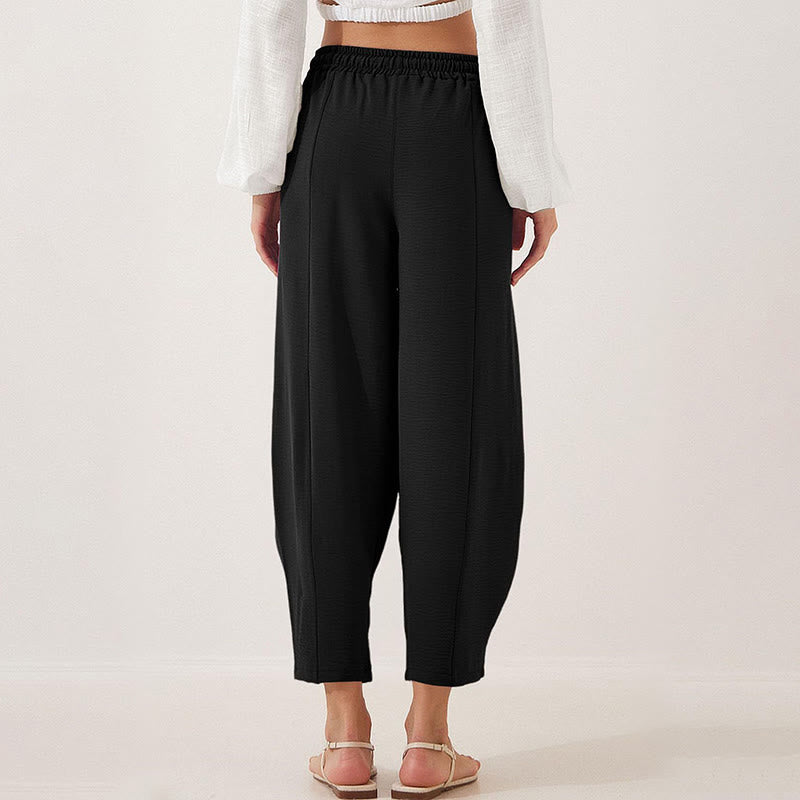 Buddha Stones Casual Plain Loose Drawstring Women's Polyester 7/8 Length Pants  With Pockets - image 12