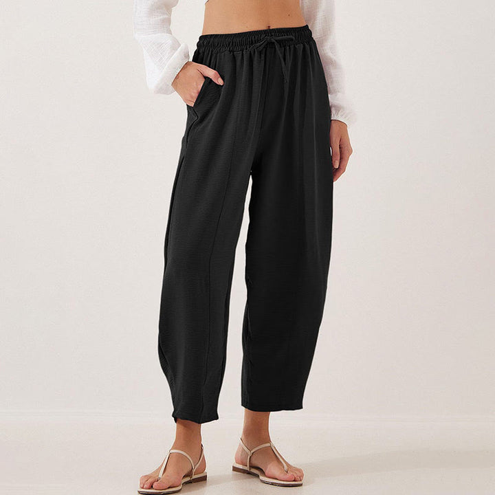 Buddha Stones Casual Plain Loose Drawstring Women's Polyester 7/8 Length Pants  With Pockets - image 10