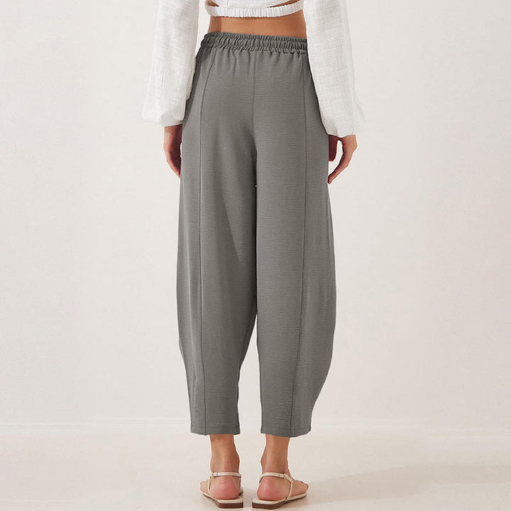 Buddha Stones Casual Plain Loose Drawstring Women's Polyester 7/8 Length Pants  With Pockets - image 14