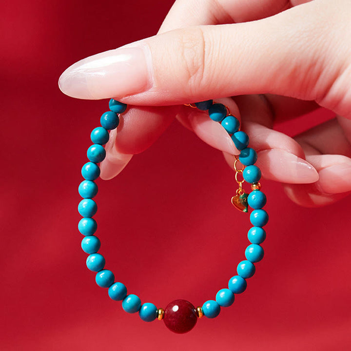 Buddha Stones 925 Sterling Silver Turquoise Cinnabar Purification Bracelet - image 9