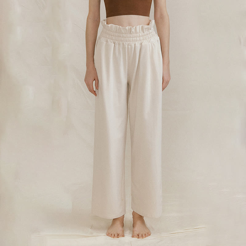 Buddha Stones Casual Buckle Loose Women's Spandex Pants With Pockets - FloralWhite - US6，UK/AU10，EU38 (XL) - image 15