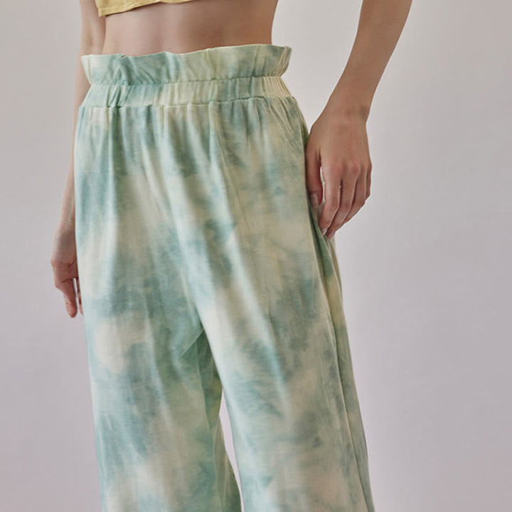 Buddha Stones Casual Trouser Leg Ties Ink Printing Women's Spandex Pants - image 14