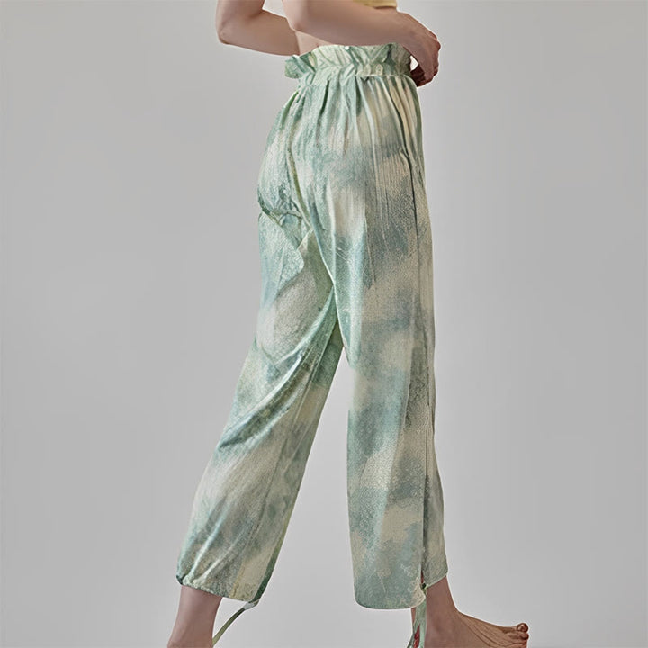 Buddha Stones Casual Trouser Leg Ties Ink Printing Women's Spandex Pants - image 13