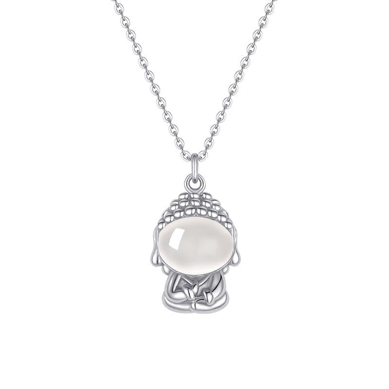 Buddha Stones 925 Sterling Silver Chalcedony Formless Buddha Positive Necklace Pendant - image 10