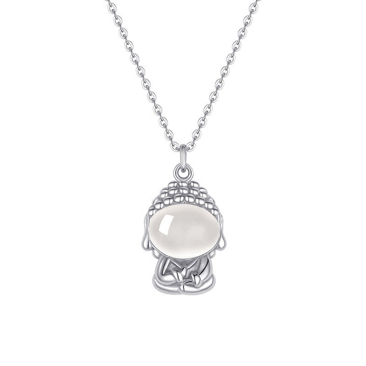Buddha Stones 925 Sterling Silver Chalcedony Formless Buddha Positive Necklace Pendant - image 10