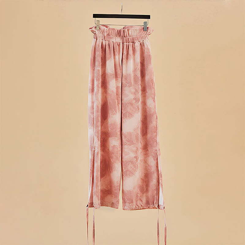 Buddha Stones Casual Trouser Leg Ties Ink Printing Women's Spandex Pants - image 1