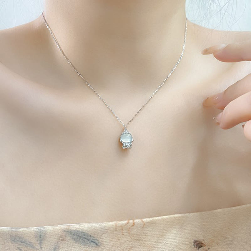 Buddha Stones 925 Sterling Silver Chalcedony Formless Buddha Positive Necklace Pendant - image 8