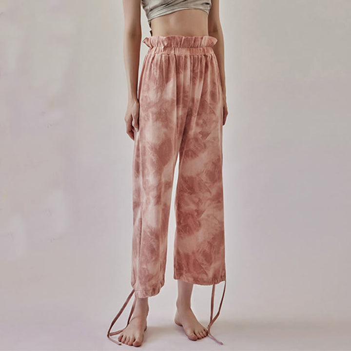 Buddha Stones Casual Trouser Leg Ties Ink Printing Women's Spandex Pants - image 2