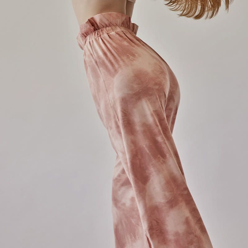 Buddha Stones Casual Trouser Leg Ties Ink Printing Women's Spandex Pants - image 5