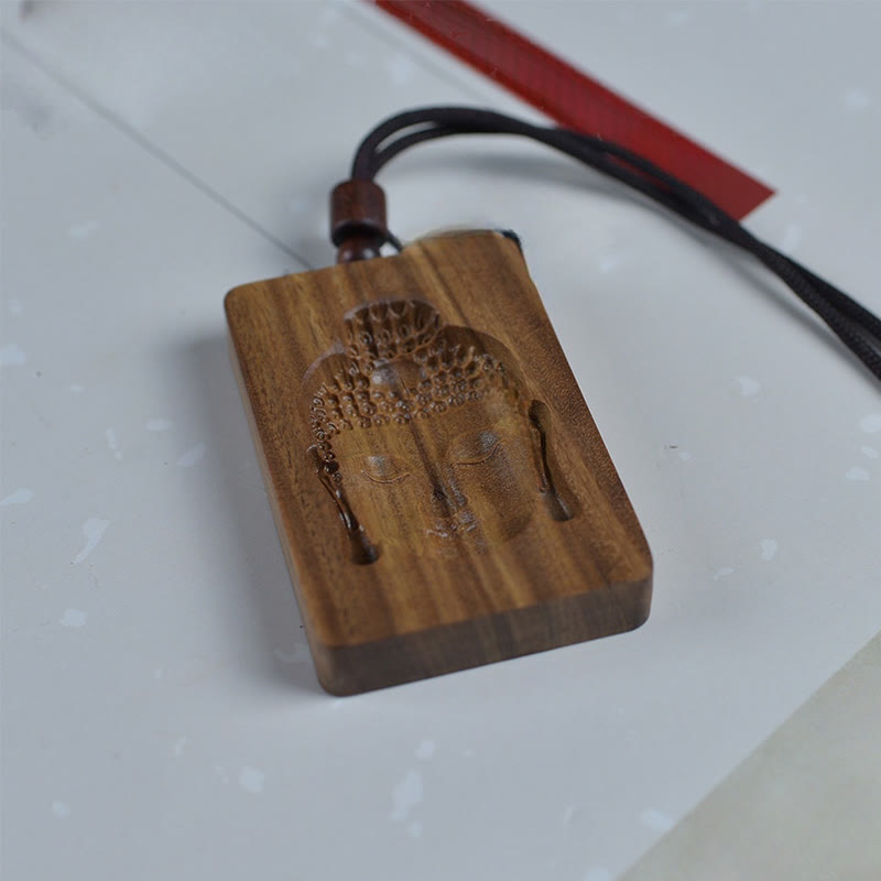 Buddha Stones Green Sandalwood Buddha Symbol Positive Necklace Pendant - image 11