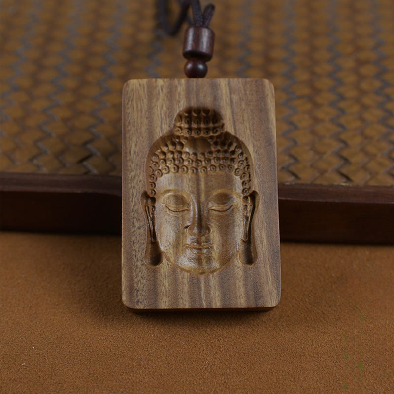 Buddha Stones Green Sandalwood Buddha Symbol Positive Necklace Pendant - image 2