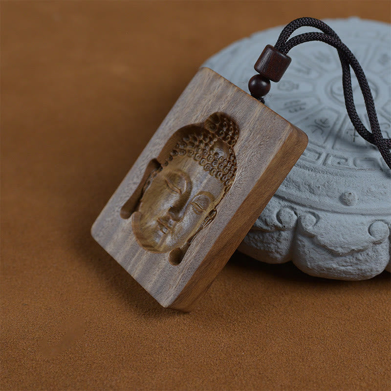 Buddha Stones Green Sandalwood Buddha Symbol Positive Necklace Pendant - image 4