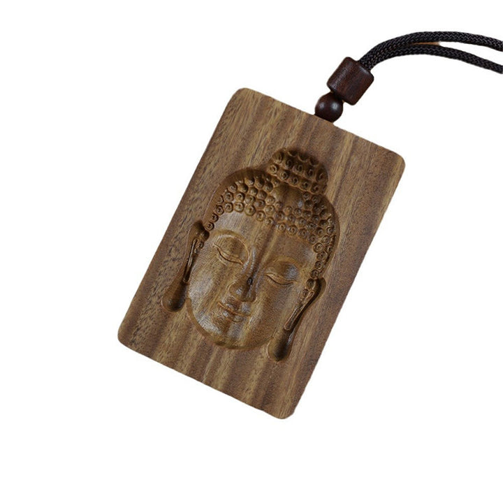 Buddha Stones Green Sandalwood Buddha Symbol Positive Necklace Pendant - image 12