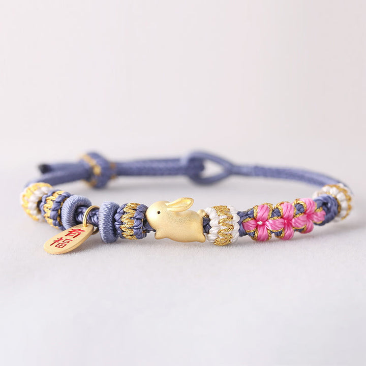 Buddha Stones Handmade Chinese Zodiac Fu Character Fortune Luck Rope Braided Bracelet