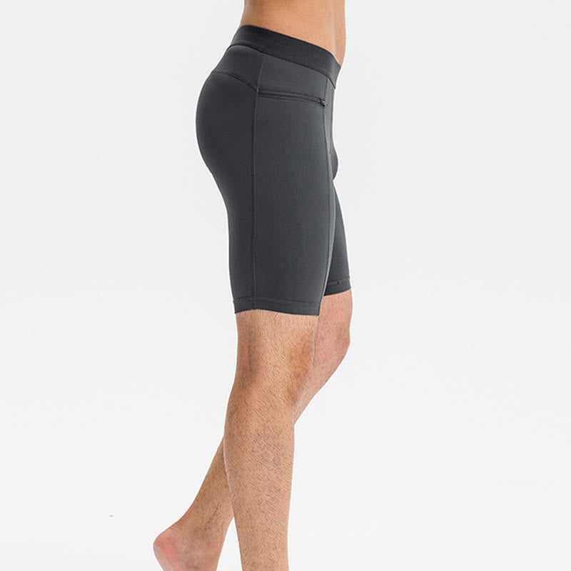 Buddha Stones Men's Tight Stretch High Elasticity Quick Dry Sports Shorts With Zipper Pockets - image 8