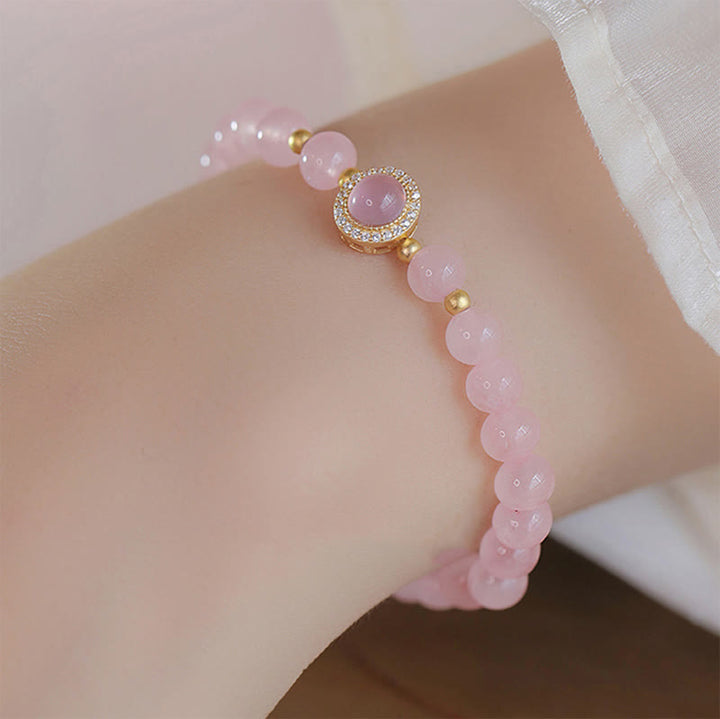 Buddha Stones Pink Crystal Pearl Warmth Bracelet