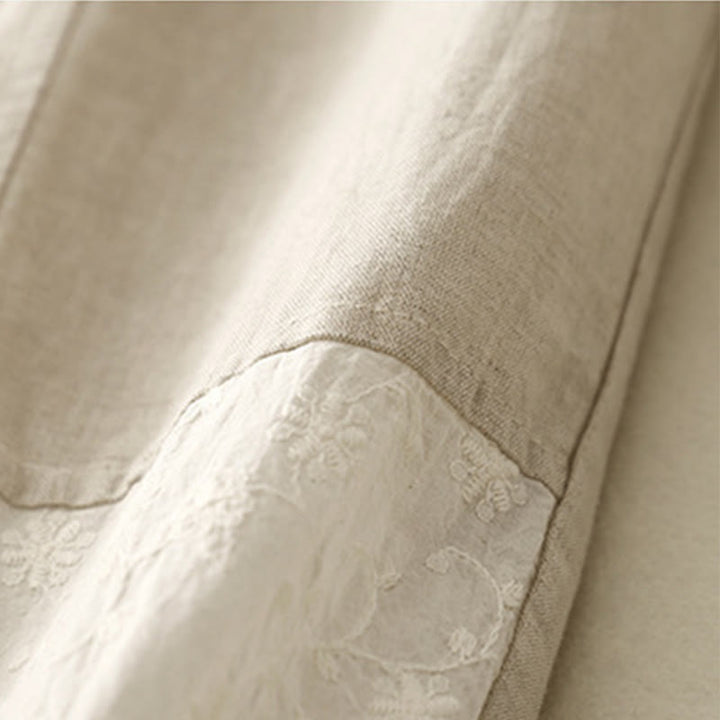 Buddha Stones Casual Embroidery Patchwork Fabric 7-8 Length Cropped Pants Women's Cotton Harem Pants With Pockets - image 10