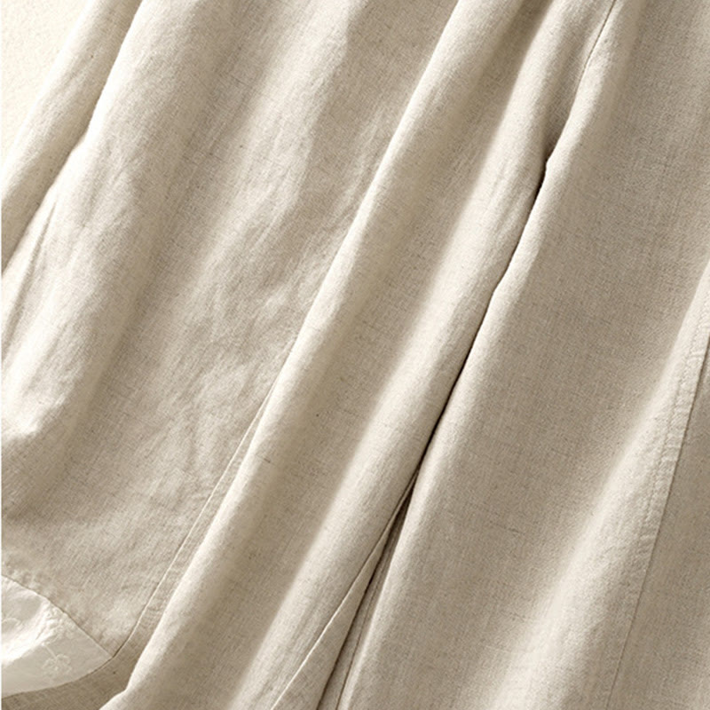 Buddha Stones Casual Embroidery Patchwork Fabric 7-8 Length Cropped Pants Women's Cotton Harem Pants With Pockets - image 12