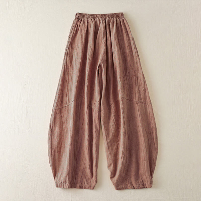 Buddha Stones Casual Loose Straight Leg 7-8 Length Cropped Pants Women's Cotton Harem Pants With Pockets - image 1