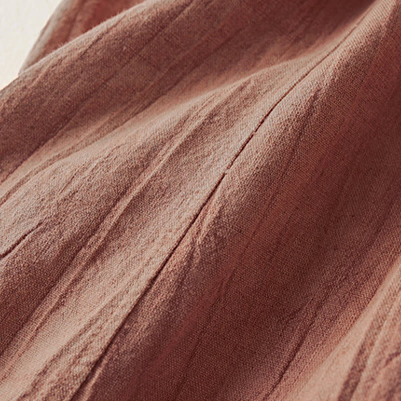 Buddha Stones Casual Loose Straight Leg 7-8 Length Cropped Pants Women's Cotton Harem Pants With Pockets - image 6