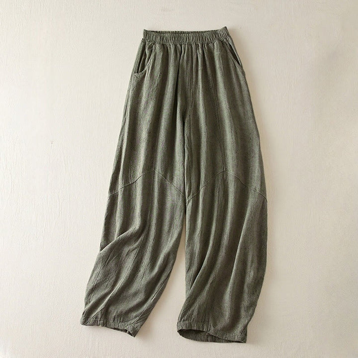 Buddha Stones Casual Loose Straight Leg 7-8 Length Cropped Pants Women's Harem Pants With Pockets - DarkSeaGreen - US8-10，UK/AU12-14，EU40-42 (2XL) - image 9