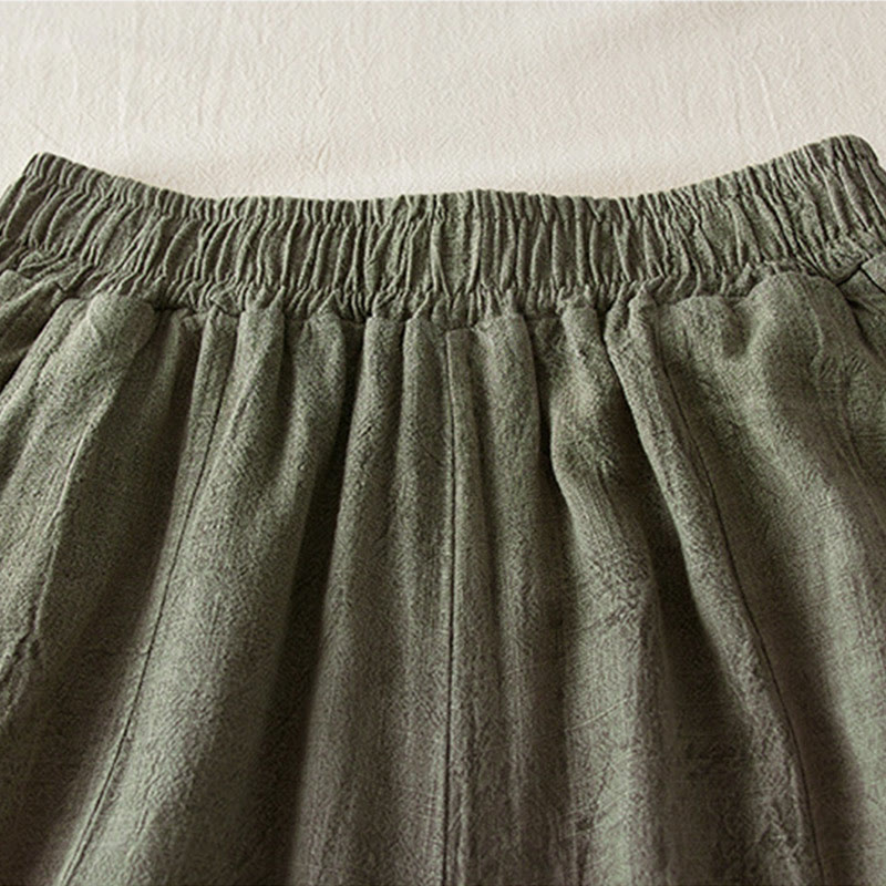 Buddha Stones Casual Loose Straight Leg 7-8 Length Cropped Pants Women's Cotton Harem Pants With Pockets - image 14