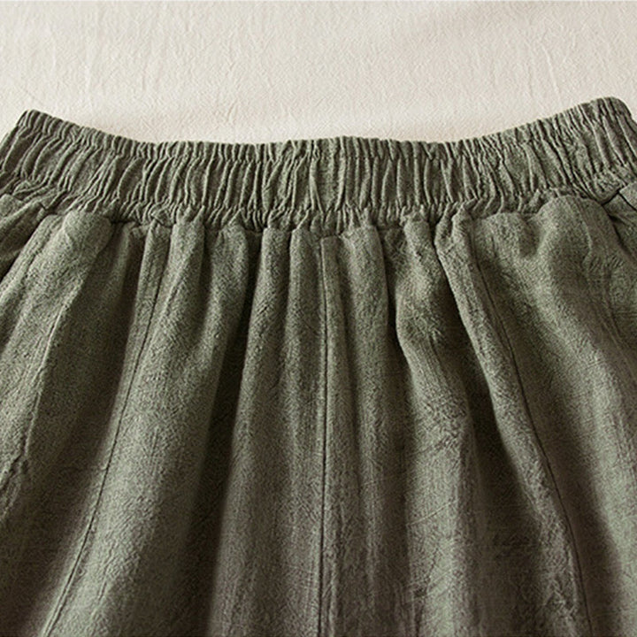 Buddha Stones Casual Loose Straight Leg 7-8 Length Cropped Pants Women's Cotton Harem Pants With Pockets - image 14