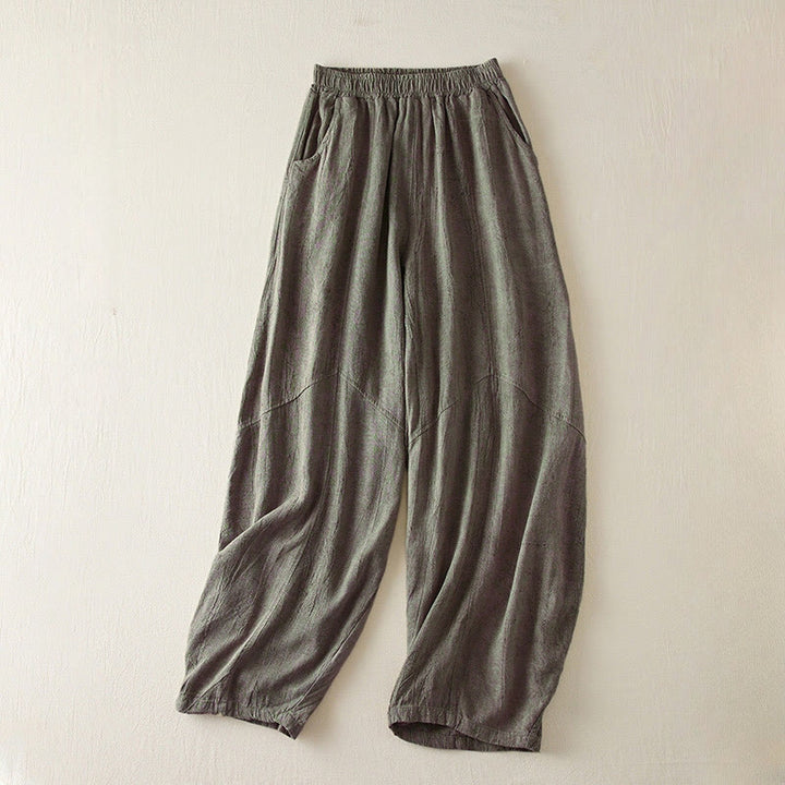 Buddha Stones Casual Loose Straight Leg 7-8 Length Cropped Pants Women's Cotton Harem Pants With Pockets - SlateGray - US8-10，UK/AU12-14，EU40-42 (2XL) - image 7