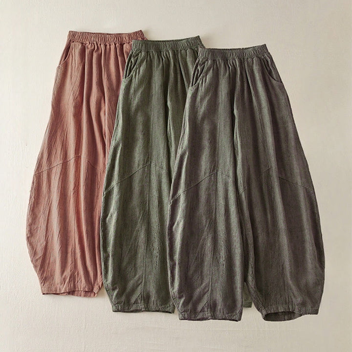 Buddha Stones Casual Loose Straight Leg 7-8 Length Cropped Pants Women's Harem Pants With Pockets - image 16