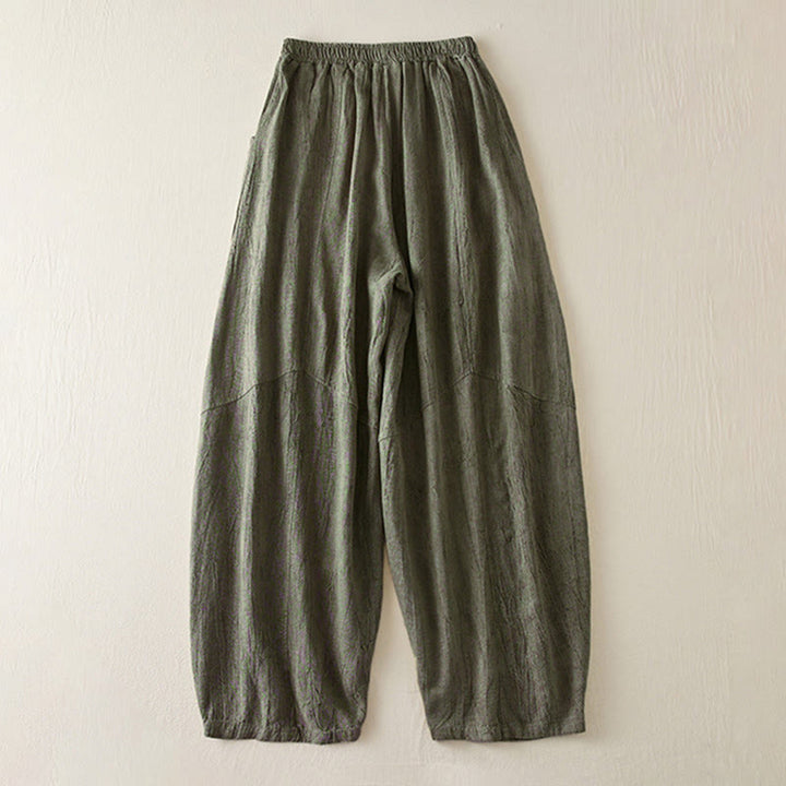 Buddha Stones Casual Loose Straight Leg 7-8 Length Cropped Pants Women's Cotton Harem Pants With Pockets - image 10