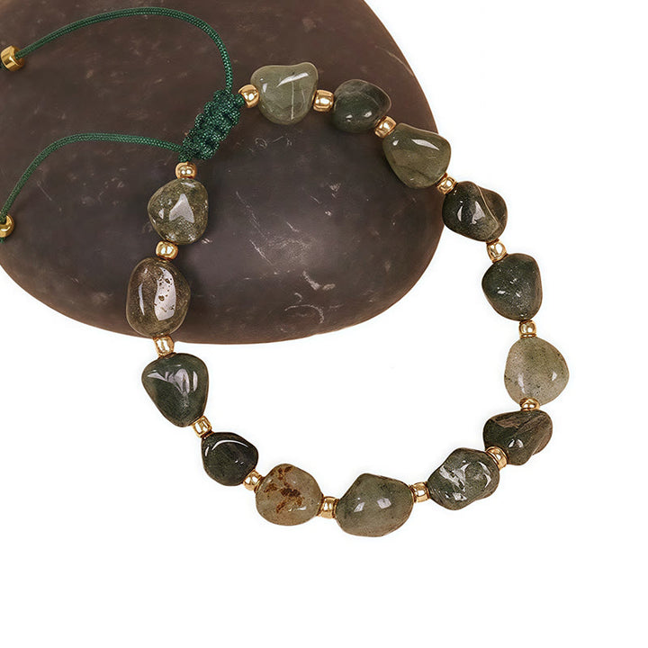 Buddha Stones Green Rutilated Quartz Braid String Protection Bracelet