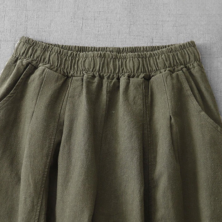 Buddha Stones Casual Plain 7-8 Length Women's Cotton Linen Harem Pants With Pockets - image 28