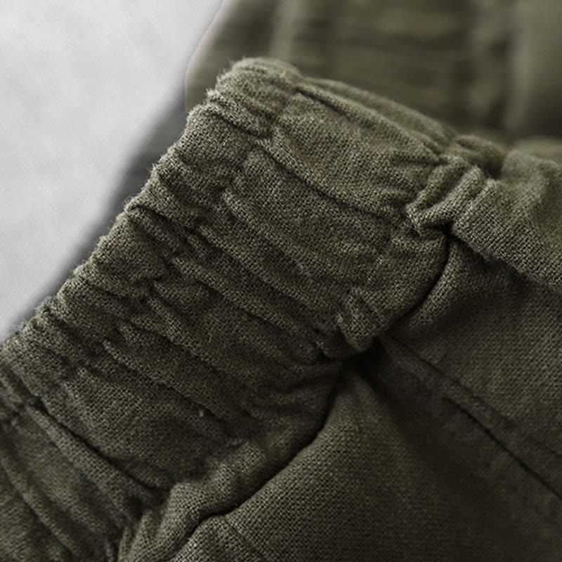 Buddha Stones Casual Plain 7-8 Length Women's Cotton Linen Harem Pants With Pockets - image 27