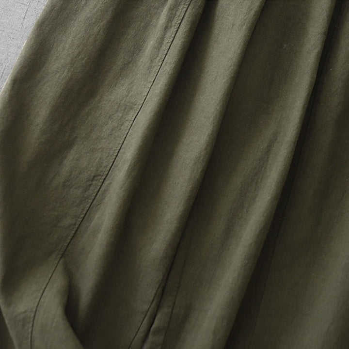 Buddha Stones Casual Plain 7-8 Length Women's Cotton Linen Harem Pants With Pockets - image 30