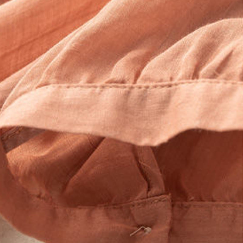 Buddha Stones Casual Embroidery Floral Women's V-Neck Design Half Sleeve Cotton Shirt - image 5