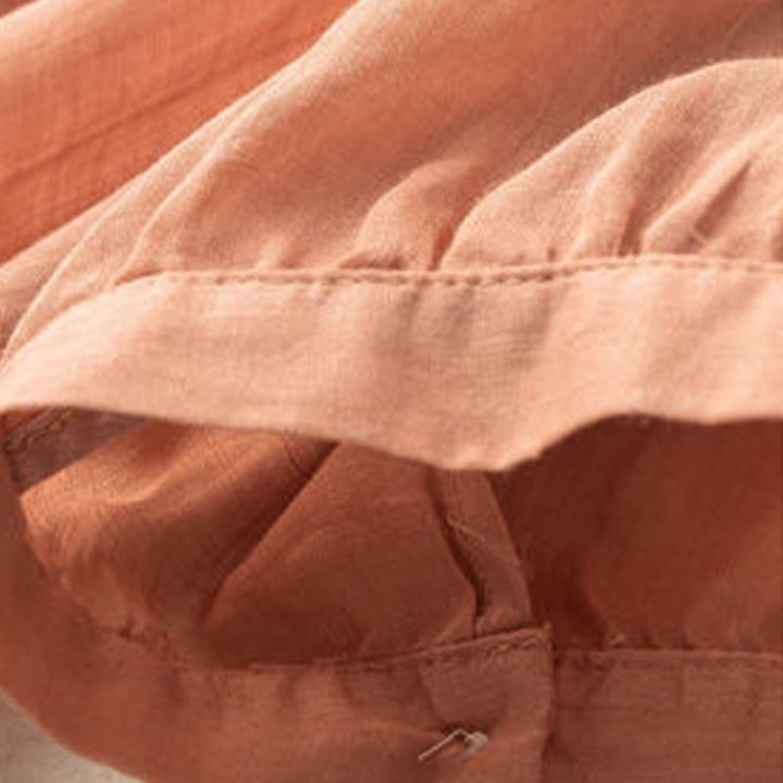 Buddha Stones Casual Embroidery Floral Women's V-Neck Design Half Sleeve Cotton Shirt - image 5