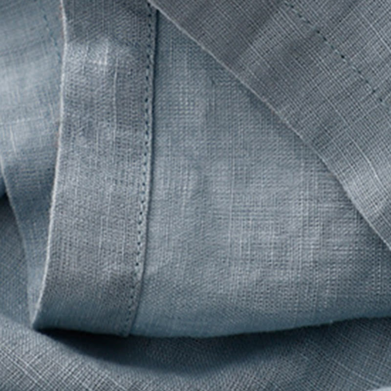 Buddha Stones Casual Plain Crew Neck Lace-up Half Sleeve Cotton Linen Midi Dress With Pockets - image 14