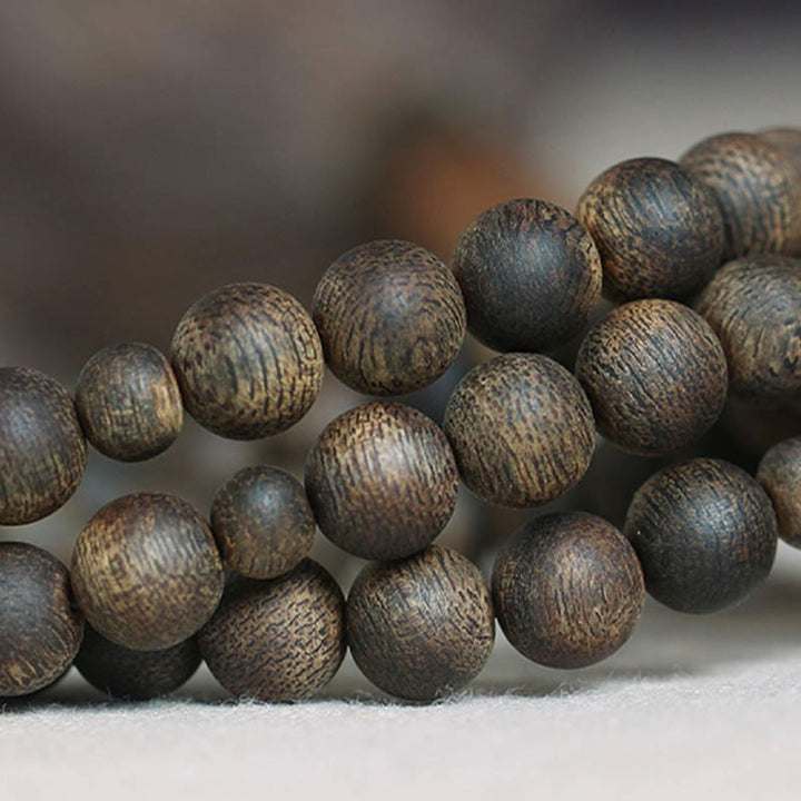 Buddha Stones Nha Trang 108 Mala Beads 8mm White Qinan Vietnam Agarwood Peace Bracelet