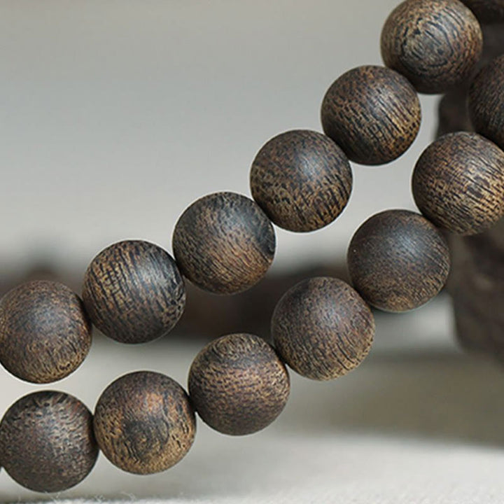 Buddha Stones Nha Trang 108 Mala Beads 8mm White Qinan Vietnam Agarwood Peace Bracelet